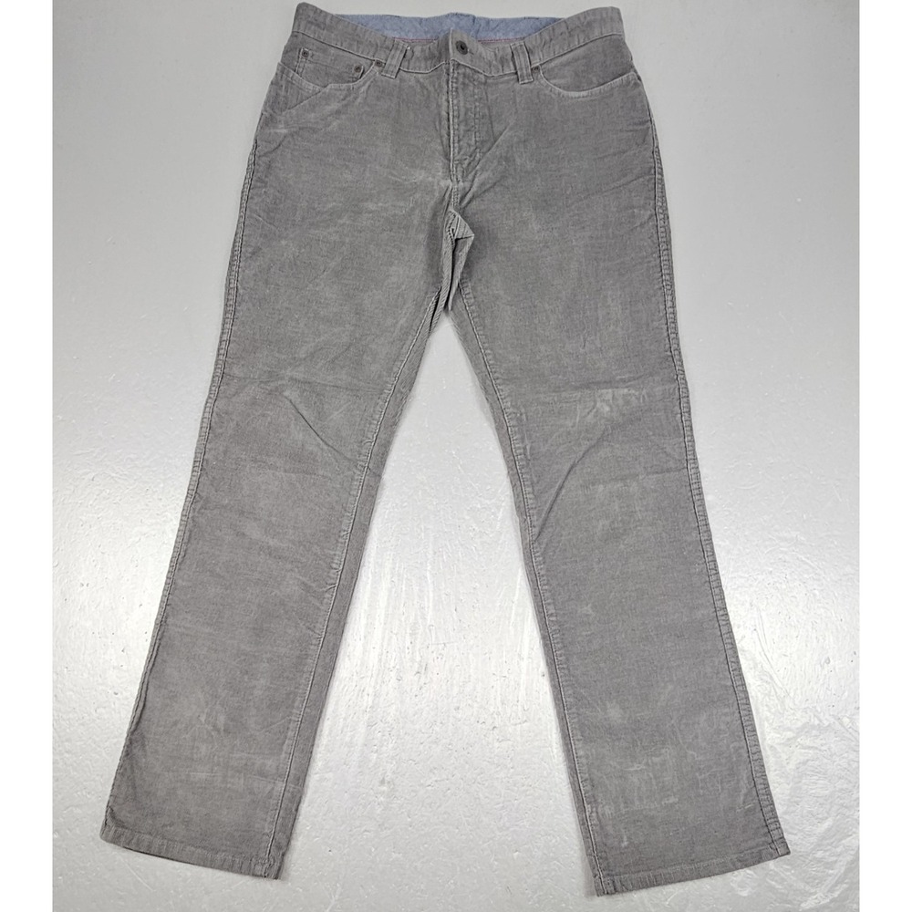 LL Bean Corduroy Pants Mens 35x32 Gray Standard Fit Stretch 5-Pocket 502837
